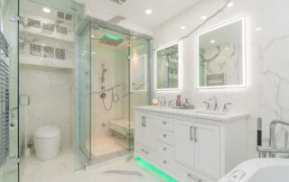 bathroom renovation shower overhead lights